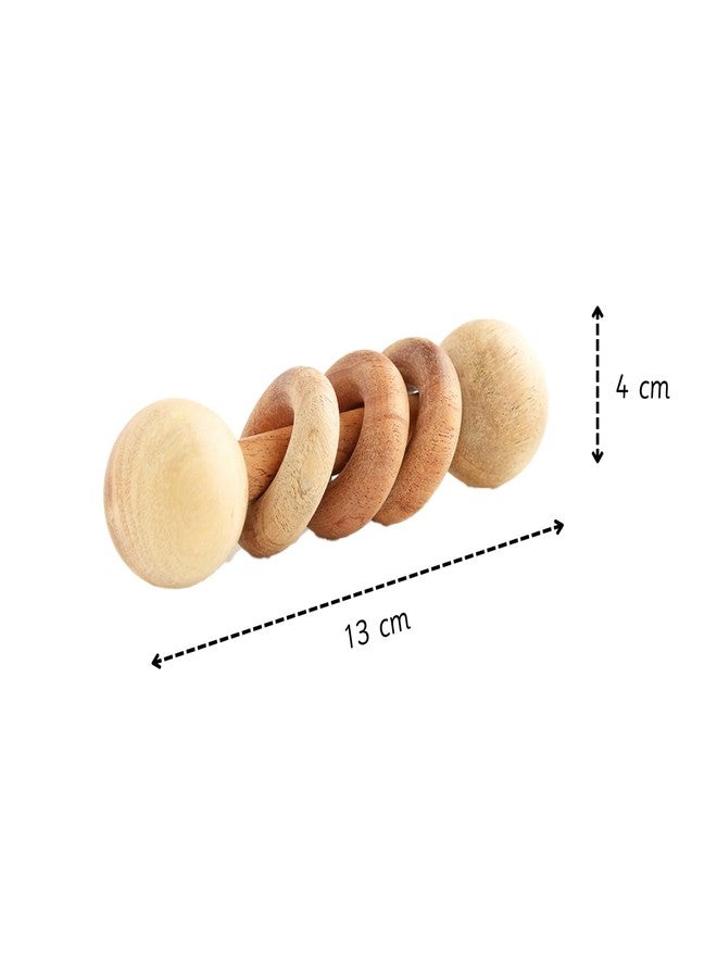 Ariro Toys Wooden Dumbbell with Rings - Perfect for Babies 1-6 Months | Safe | Smooth Teether & Toy for Newborns | Eco-Friendly | Anti-Bacterial | Handcrafted - Image 2